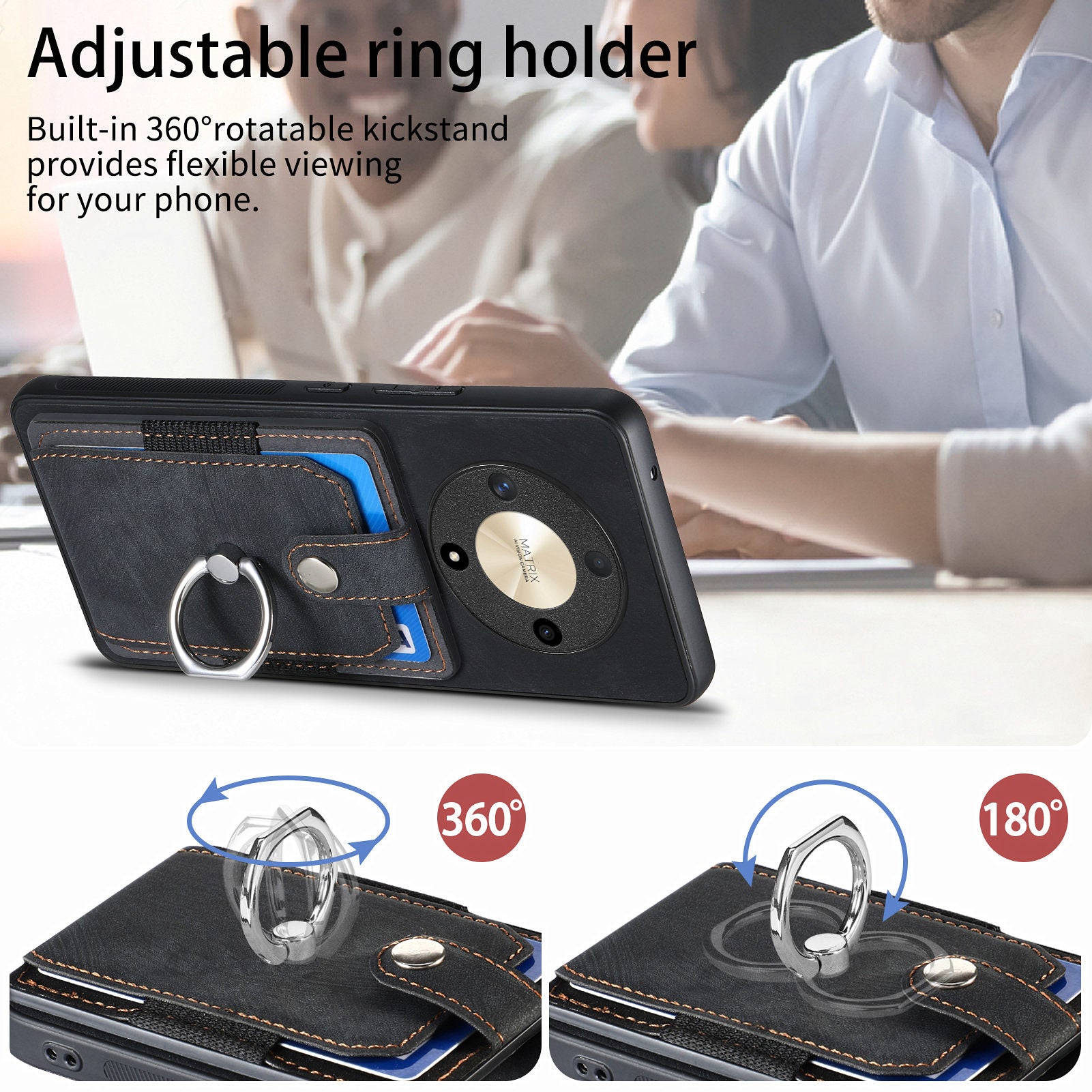 D2 For Honor X9b 5G / Magic6 Lite 5G Case Card Slots Retro PU Leather+TPU Kickstand Cover D2 For Honor X9b 5G / Magic6 Lite 5G Case Card Slots Retro PU Leather+TPU Kickstand Cover